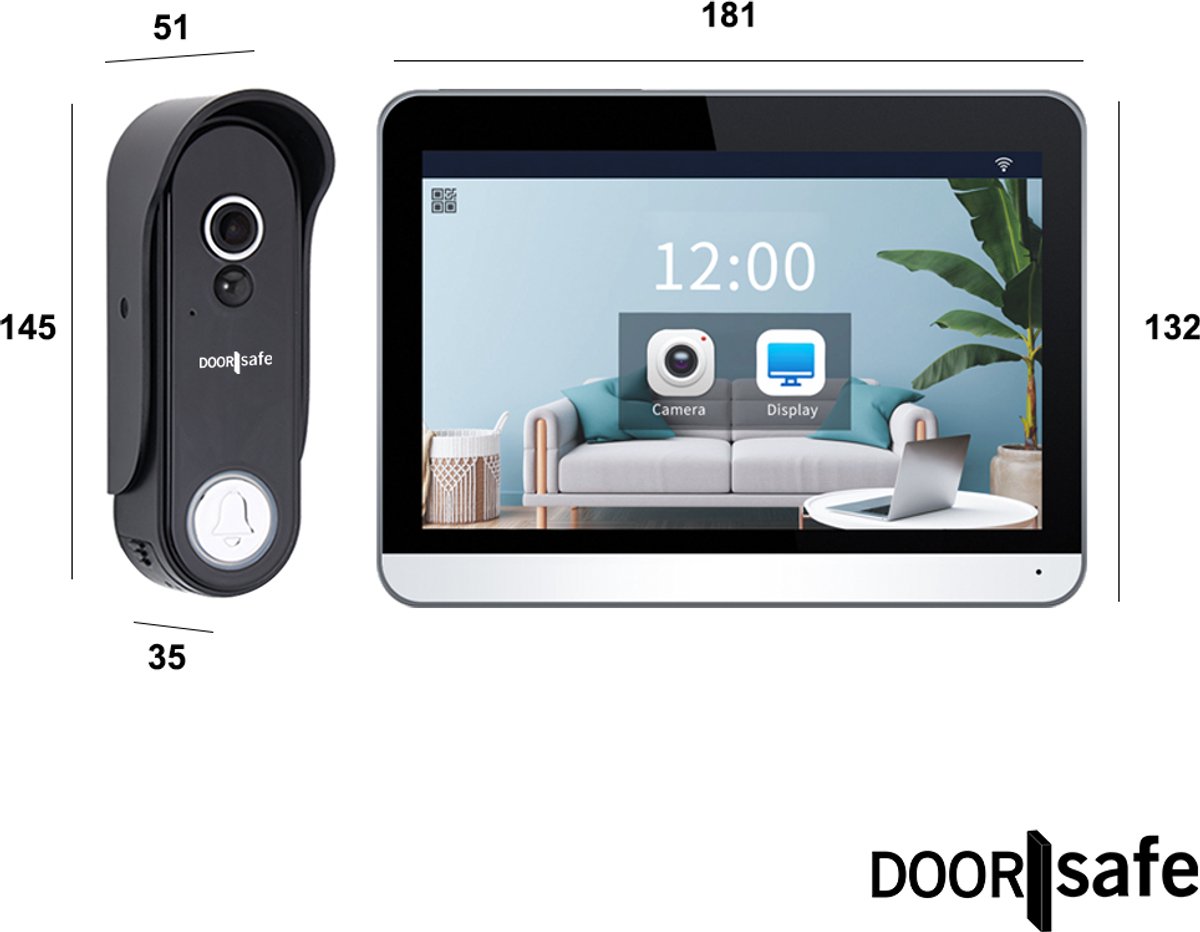 Doorsafe 4657 Draadloze Videodeurbel met 7" Touchscherm - afbeelding 3