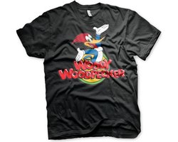 Woody Woodpecker Unisex Tshirt -M- Classic Logo Zwart