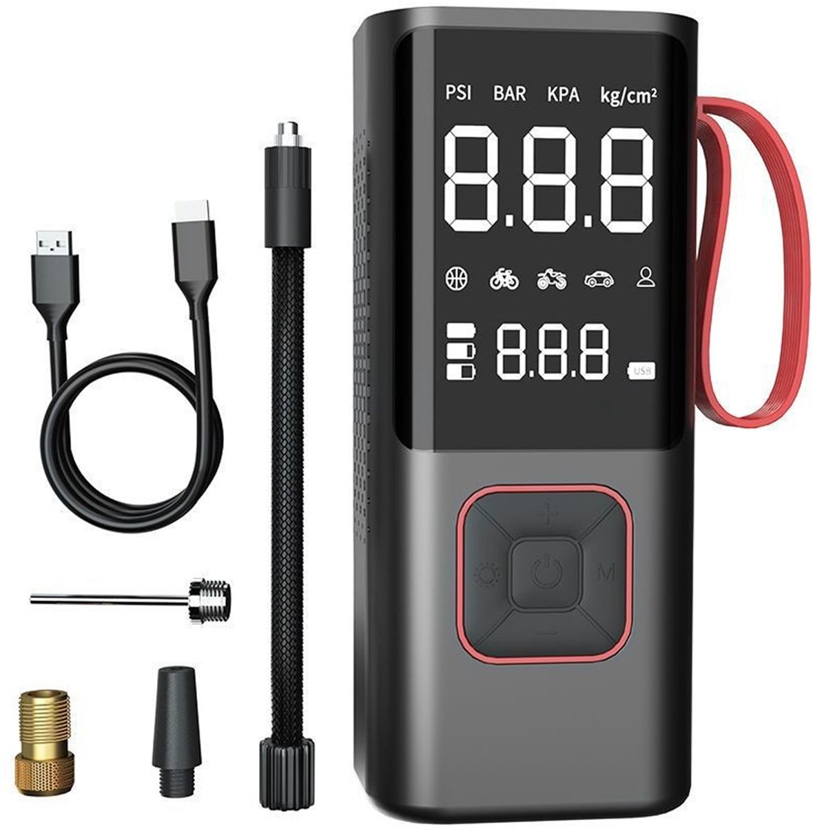 Ynkkvre-Draadloze Draagbare Luchtcompressor – Auto & Fiets Bandenpomp met LED Display, Automatische Stop, 3 Modi LED Licht & Oplaadbare Batterij