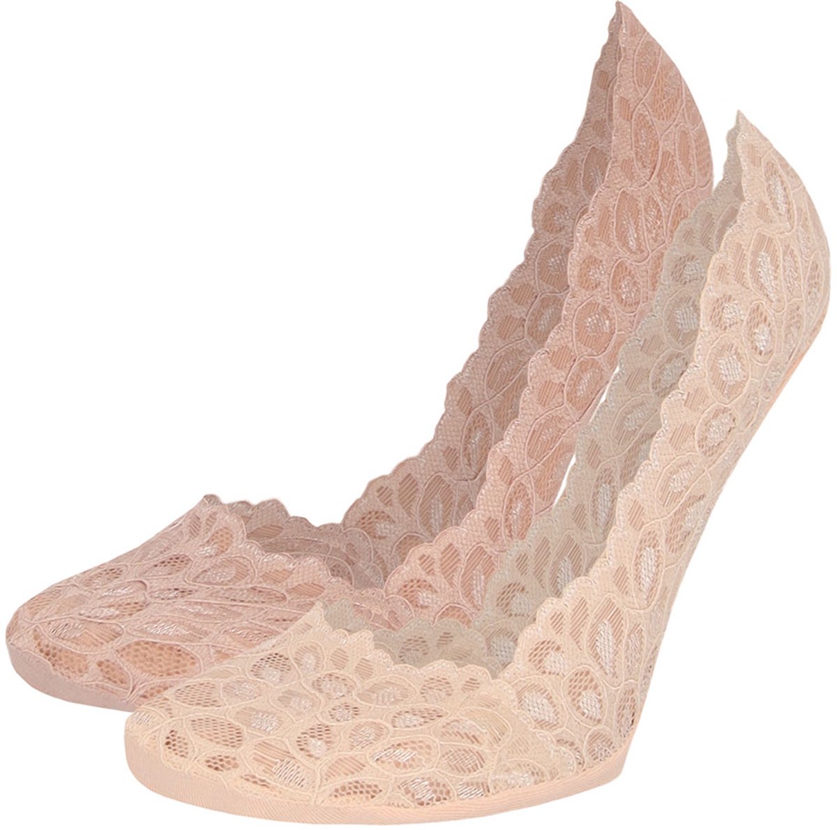 Sarlini - Invisible sneakersok Dames - 2-pack - Roze en Zalm kant - MT36/41