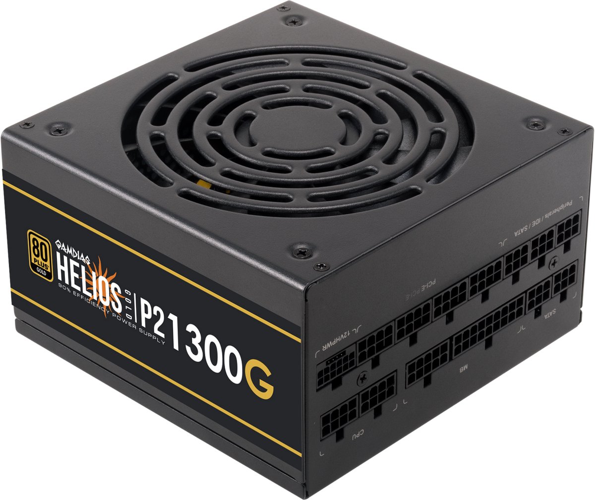 PC ATX Voeding Intern 1300 Watt GOLD Volledig Modulair - 80Plus GOLD 1300W PSU Computer Power Supply Sleeved Cables - 8x 6+2 PIN aansluiting voor videokaart - ATX12V v3.1 Compatible - Gamdias HELIOS P2A-1300G