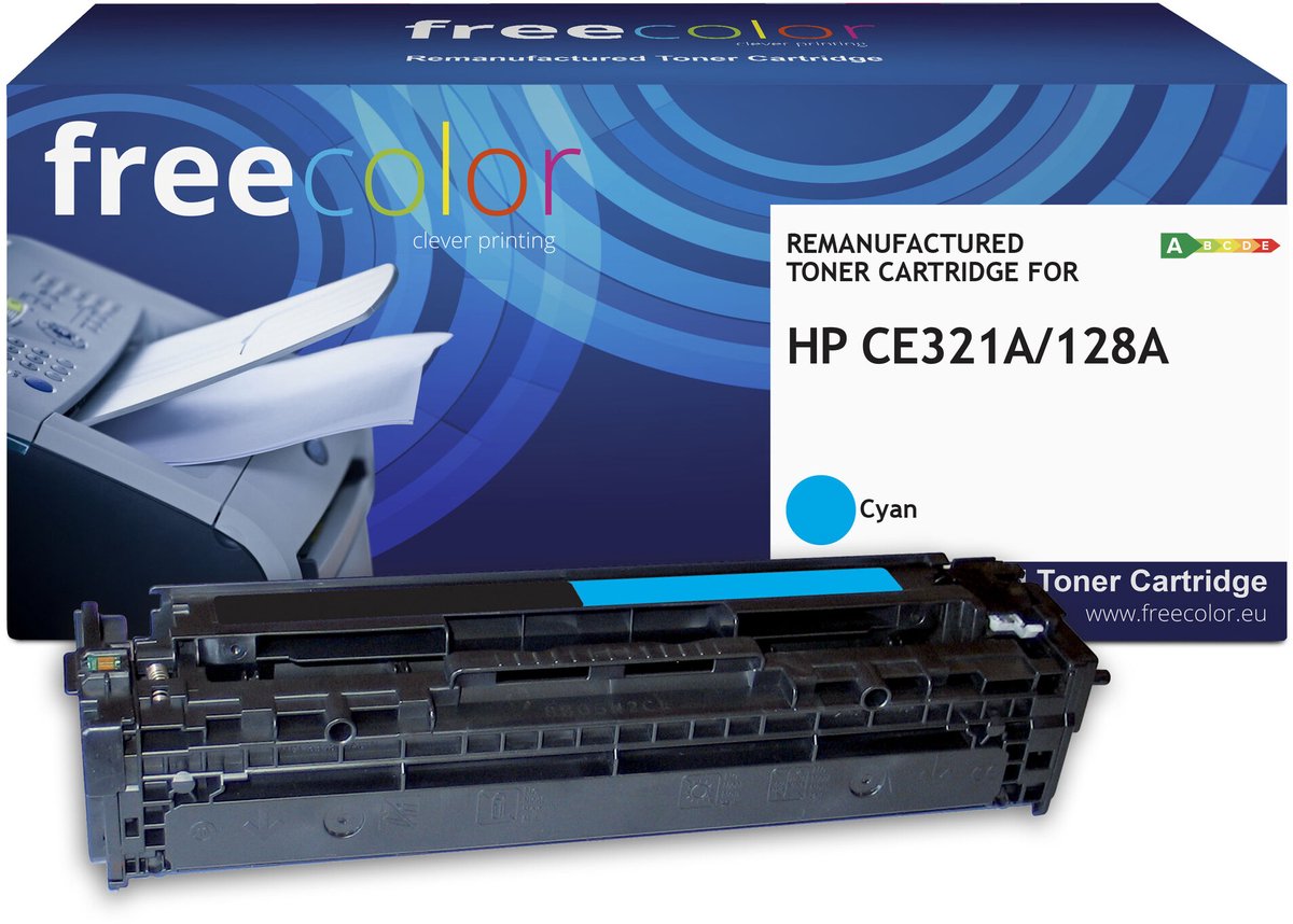 Freecolor - Vervangt HP 128A (CE321A) Toner - Cyaan - 1.300 pagina's - Compatible