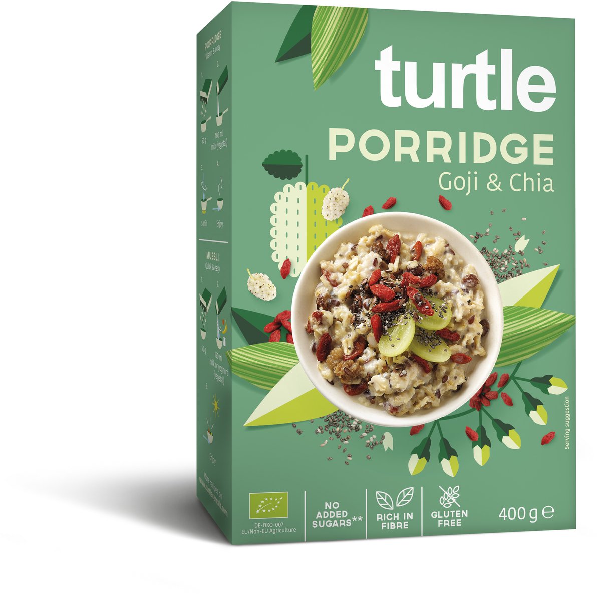 Turtle Porridge Goji & Chia - Havermout Mix - Bio - Geen toegevoegde suikers - Glutenvrij