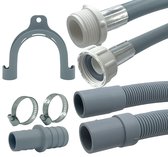 Fixem® - Kit de rallonge de tuyau de 3,5 M pour lave-linge et lave-vaisselle - Kit de rallonge de tuyau d'arrivée et de vidange - comprenant un raccord de vidange et des colliers de serrage