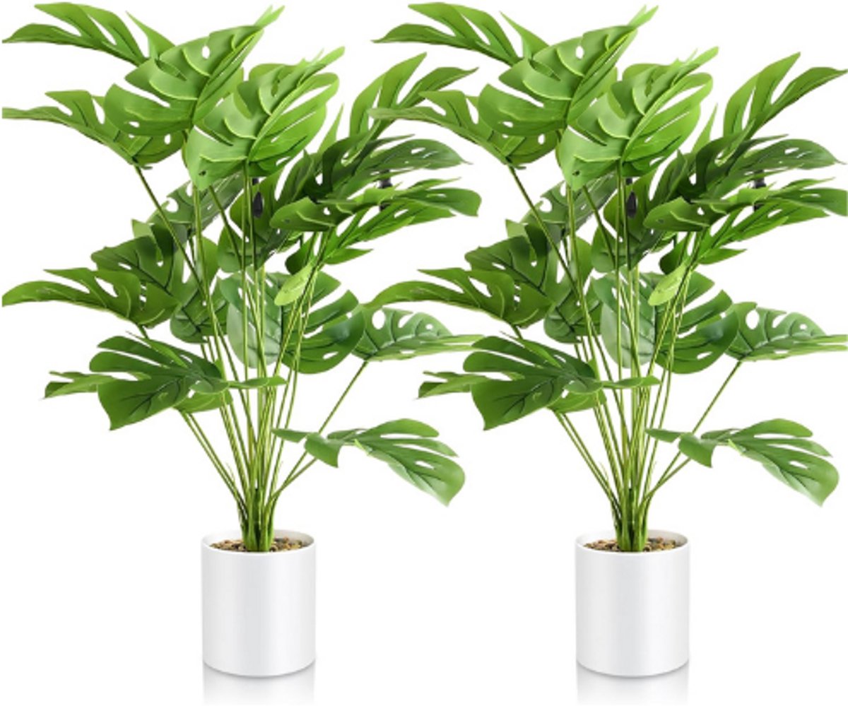BOG 78 Cm Kunstplant Monstera - Grote Kunstplant Met Pot - Realistisch Uitziende Kunstplant Voor Binnen En Buiten - Woonkamer Kantoor Decoratie GROEN