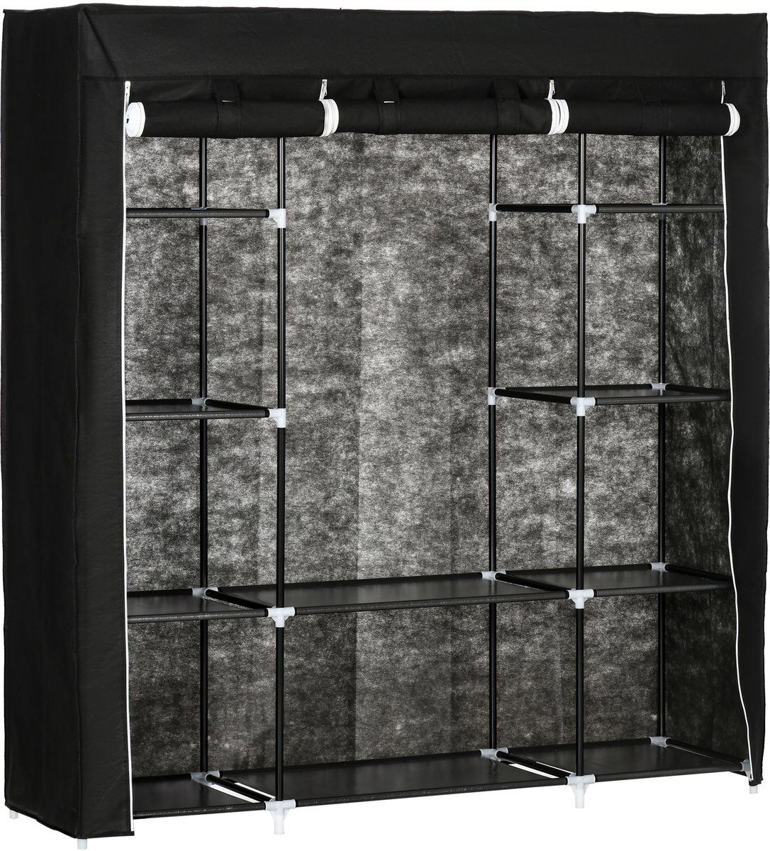 GranMaison Kledingkast - Kledingkasten Slaapkamer - Garderobekast - 150 x 43 x 162,5 cm - Opvouwbaar - Stof met Metaal - Zwart
