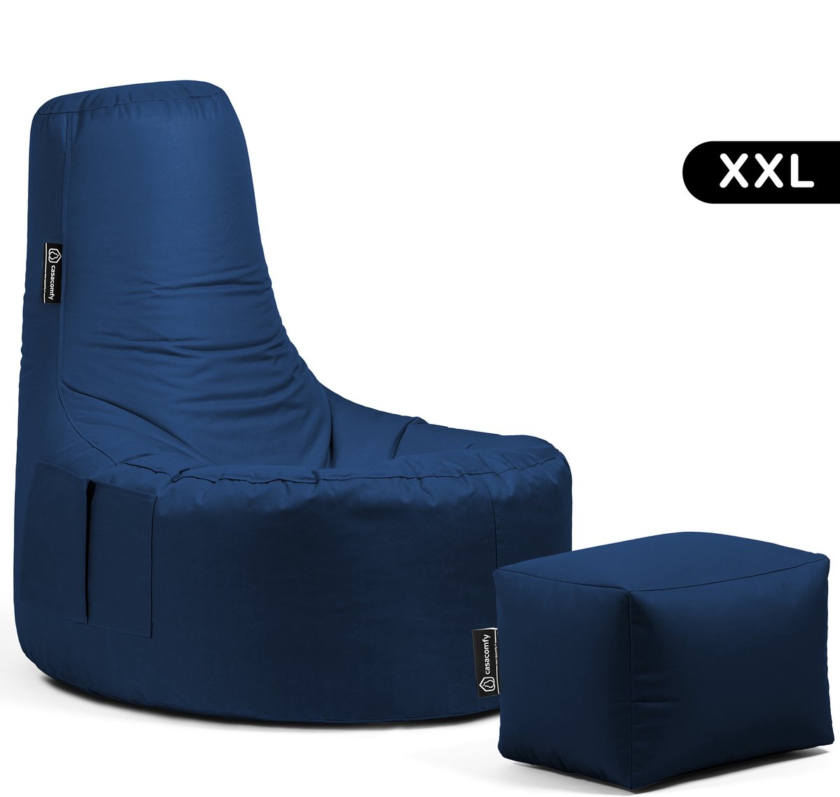 Casacomfy – Gamer XXL – Zitzak met Voetenbankje – Donker Blauw – Waterbestendig
