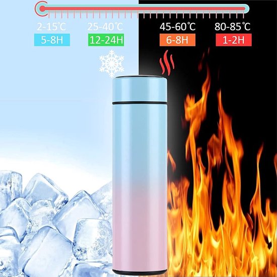 Tasse isolée sous vide, bouteille thermos de 500 ml, bouteille isotherme en acier inoxydable 304 avec écran tactile LCD et affichage de la température – Idéal pour les boissons chaudes et froides