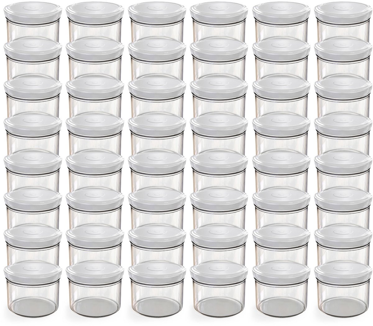 Oputec 48x 230ml inmaakpotten / voorraadpotten TO Ø 82 mm – glazen jampotten – metalen schroefdeksel wit – conservenpotten