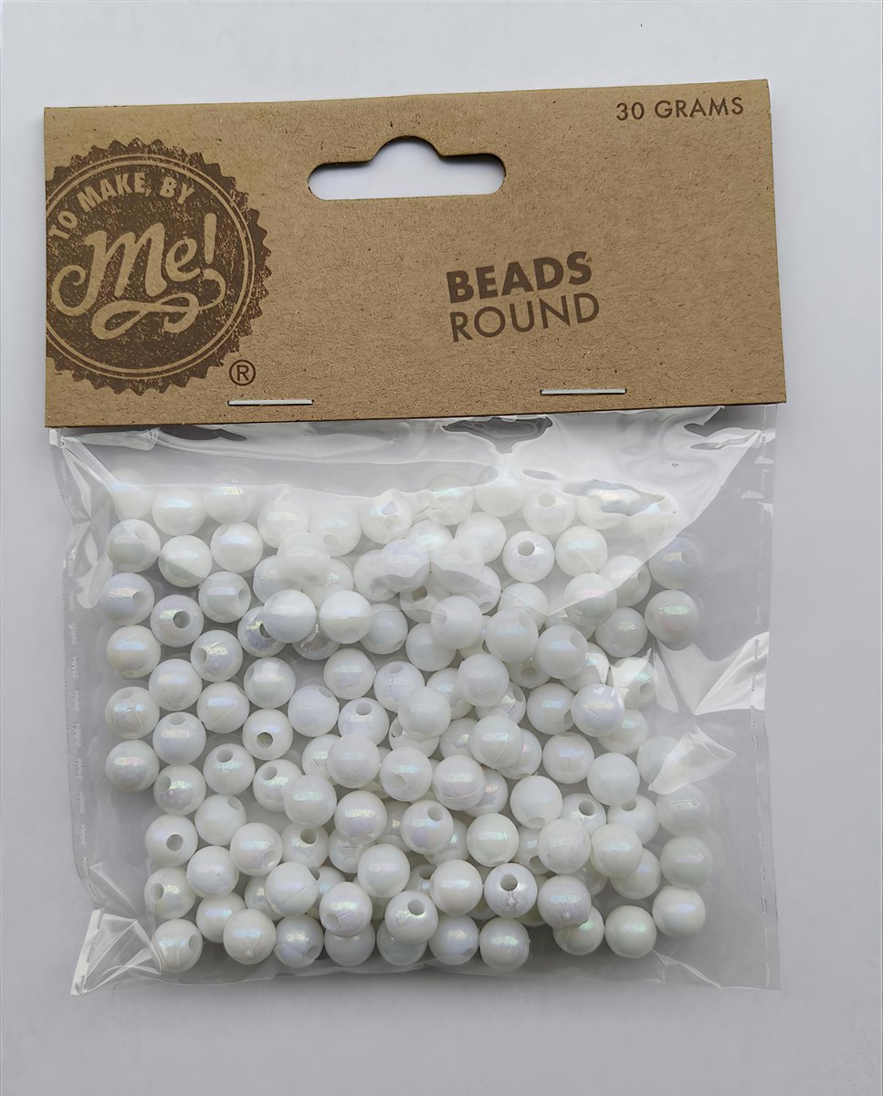 Kunststof Witte Ronde Kralen / Parels – 30 gram – Met Gaatje – Voor Sieraden Maken, Armbanden, Kettingen en Knutselprojecten | White Plastic Round Beads / Pearls – 30g – With Hole – For Jewelry Making, Bracelets, Necklaces and DIY Crafts