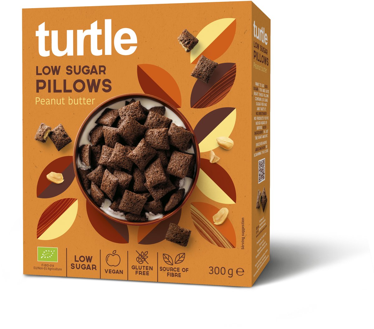 Turtle Low sugar Pillows Peanut Butter - ontbijtgranen - Bio - glutenvrij - suikerarm - pindakaas - gezond