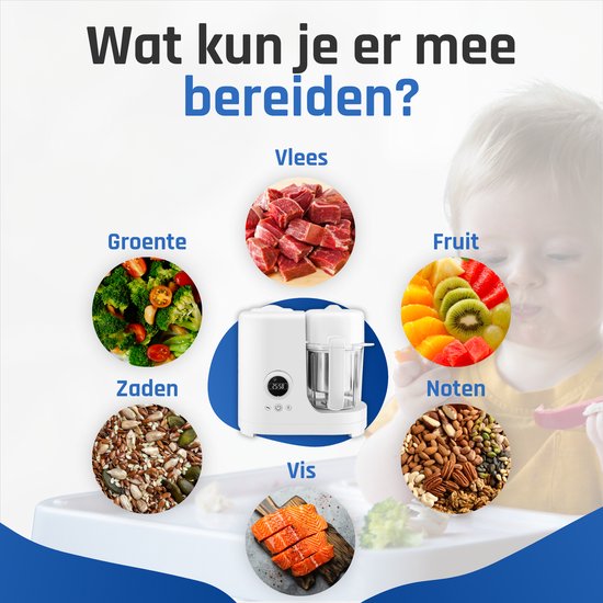 Delugo® Baby Blender - 5-in-1 Babyvoeding maker - Incl. 3 Bakjes - 300ml - Baby Stomer en Blender - Baby cooker - Baby Foodprocessor - Cook -Baby Food Maker van Delugo — afbeelding 2