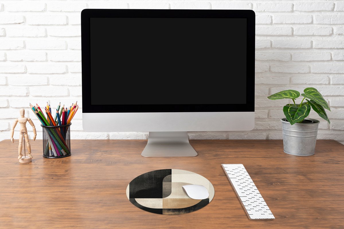 Muismat rond 30x30 cm - Mousepad Modern - Vierkant - Vormen - Ronde muismatten