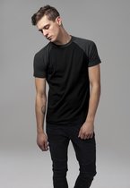 Tshirt Homme Urban Classics -XL- Raglan Contrast Zwart/ Grijs