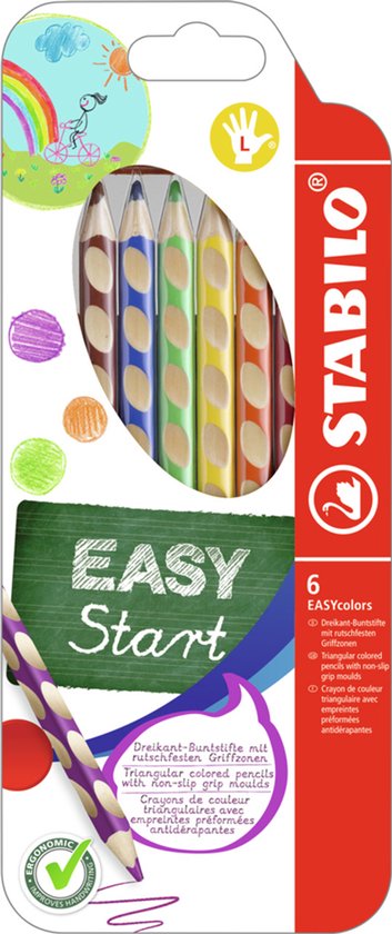 STABILO EASYcolors - Ergonomisch Kleurpotlood - Rechtshandig - Extra dikke 4.2 mm Kern - Set Met 12 Kleuren