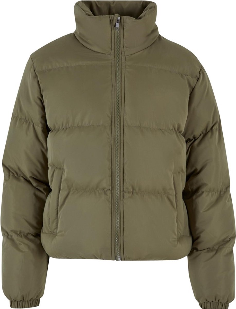 Urban Classics Ladies Short Peached Puffer Jacket tiniolive 3XL Gewatteerd jack 4XL Olijfgroen