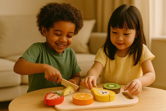 Tooky Toy Fruit Snijplank - Snij je eigen Fruit - Stimulerend houten Montessori speelgoed - Duurzaam, Educatief en Creatief spel voor Kinderen om Zelfredzaamheid en Vaardigheden te Ontwikkelen van Tooky Toy — afbeelding 4
