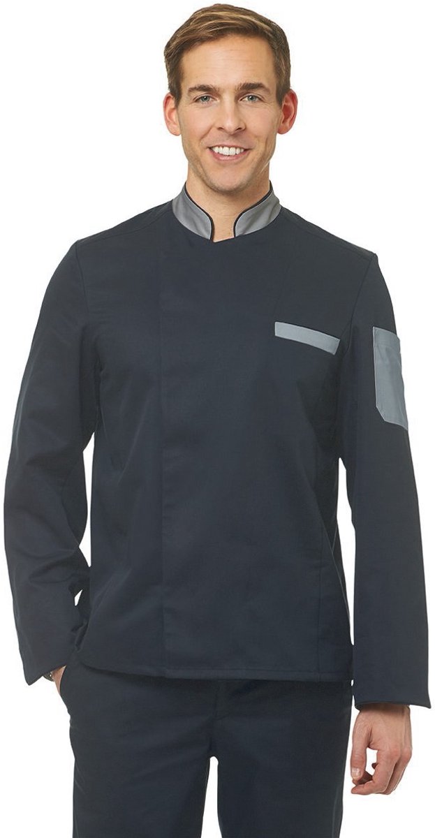 Leiber Herren Kochjacke 12/2755/1082 Schwarz/Hellgrau-46