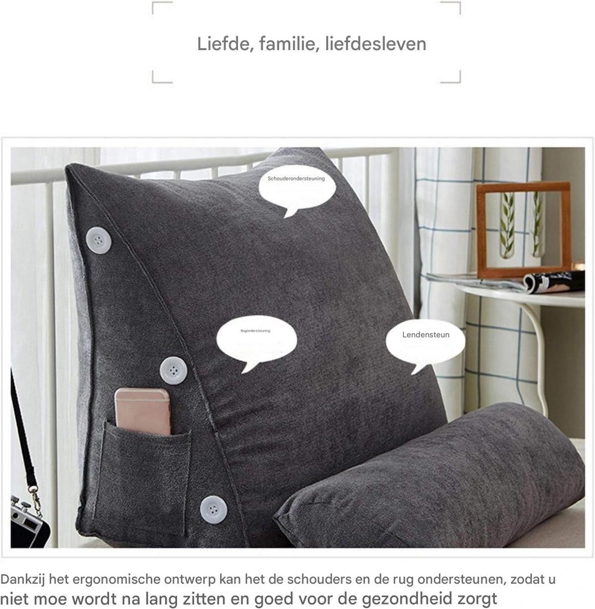 Leeskussen – Ergonomisch ontwerp – Verstelbare halssteun - 45 x 22 x 50 cm - 1 Stuk