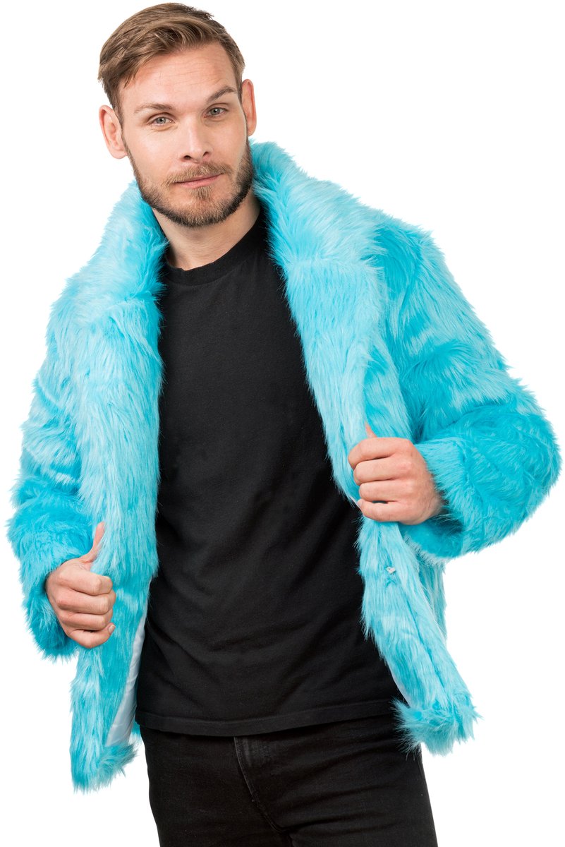 CHAKS - Blauw bontjas voor volwassenen - L
