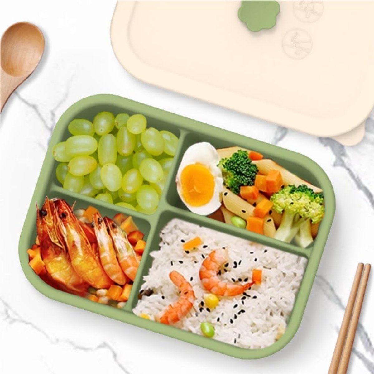 Lunchboxen - Broodtrommel - Bento Box - Magnetronbestendig, vaatwasserbestendig en vriezerbestendig - Ideaal voor werk en picknicks - Geschikt voor kinderen en volwassenen - Groen