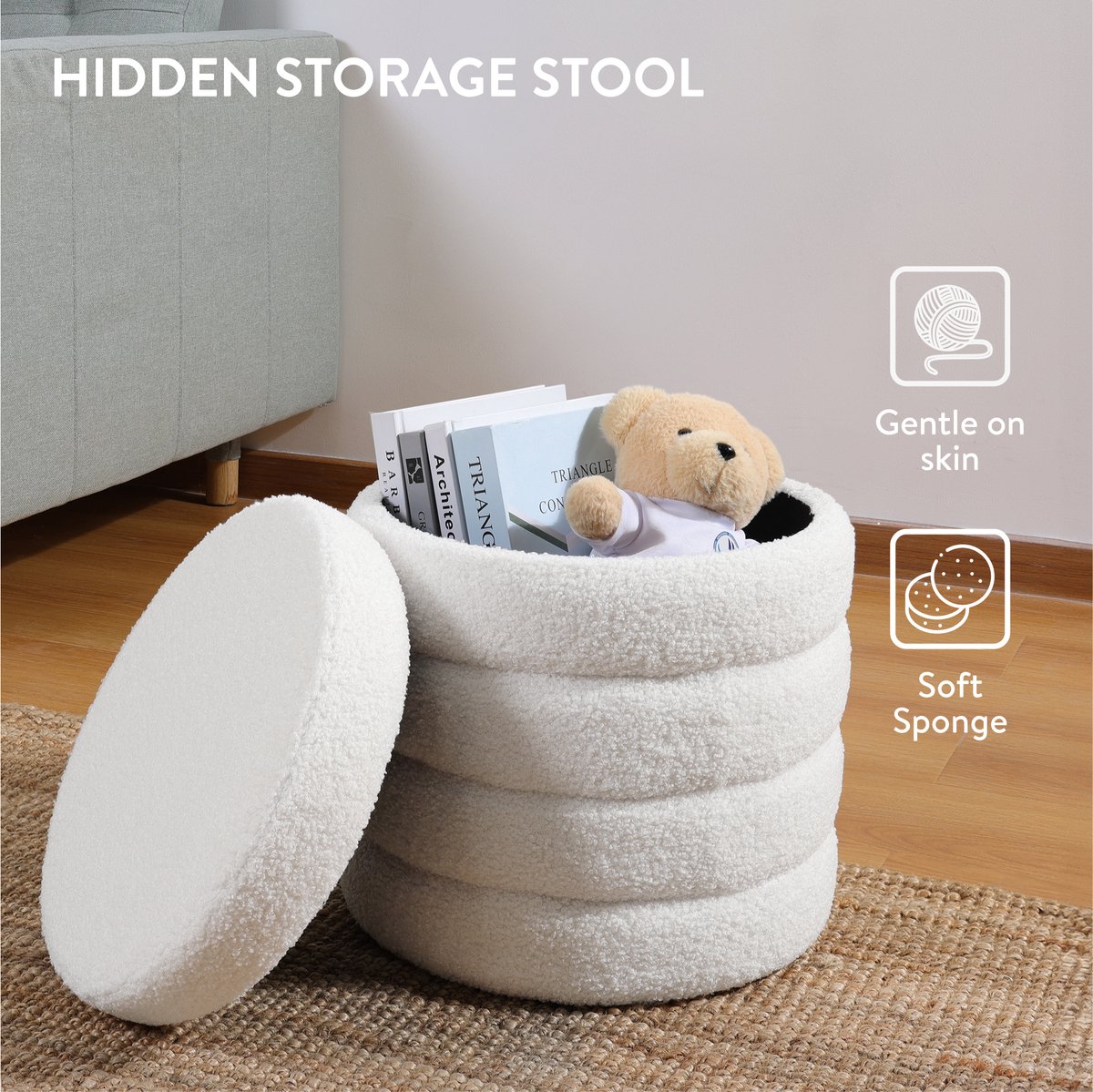 Ferm Living Rico poef bouclé off-white