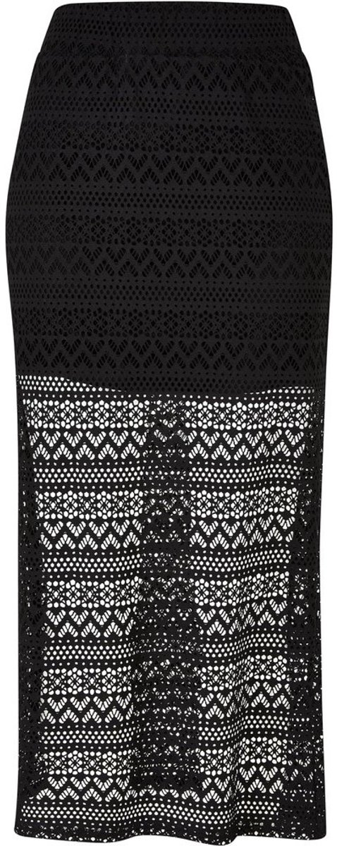 Urban Classics Stretch Crochet Lace Midi Lange rok XS Zwart