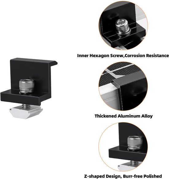 4 stuks zonnepaneelmontagebeugels met sleutel, aluminium zonnepaneel Z-beugel 30 mm/35 mm voor installatie op camperdaken, campings en in schuurtjes — afbeelding 5
