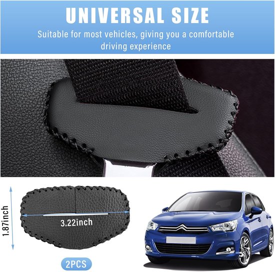 2-delige veiligheidsgordelgesp, krasbestendige leren autogordel, holster met clip voor de uitlaat, beschermer voor de gesp van de autogordel, universele interieuraccessoires voor de meeste voertuigen (zwart) van Merkloos — afbeelding 3