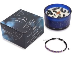 Zodiac kristallen kaars met edelsteen armband - steenbok - sterrenbeeld kaars - capricorn