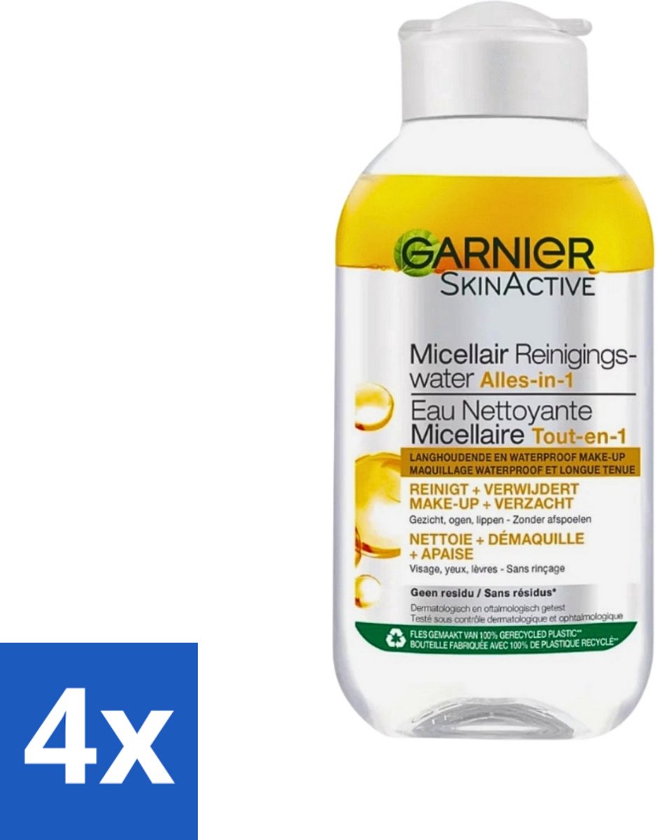 4 x Garnier - Micellair Reinigingswater - Olie - 100 ml - Micellair Water - Make-up Remover - Argan Olie - Reinigingswater - Garnier