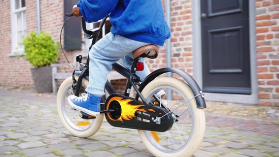 SJOEF Cruise Jongensfiets 14 Inch Mat Zwart Kinderfiets Met Zijwieltjes Leeftijd 3 4 5 Jaar Kledingmaat 98 108 Fiets 2009178306