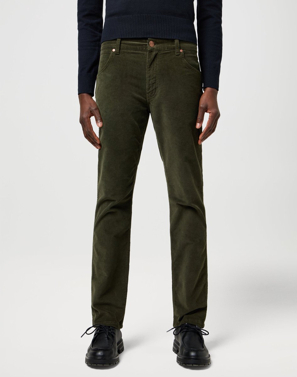 Wrangler Greensboro Heren Regular-fit Corduroy Forest Night Zwart