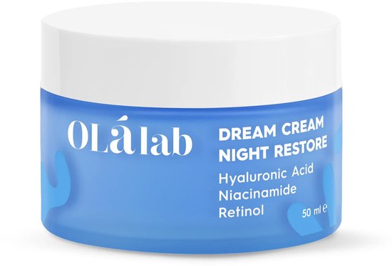 OlaLab Dream Cream Night Restore - Nachtcrème Met Retinol, Hyaluronzuur & Niacinamide - Intensieve Hydratatie & Diepe Hydratatie voor Alle Huidtypes - 50 ml