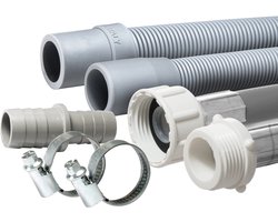 2,5m Dparts aanvoerslang en afvoerslang verlengset - 19 x 21 mm - 3/4" - wasmachine en vaatwasser afvoer en toevoer slang verlengen - waterslang verlengslang - wasmachineslang koppelstuk met slangklemmen