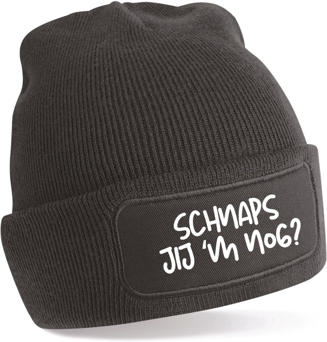 Beanie-Schnaps jij 'm nog?-kado-wintermuts-grappig-zwart-wit-skimuts