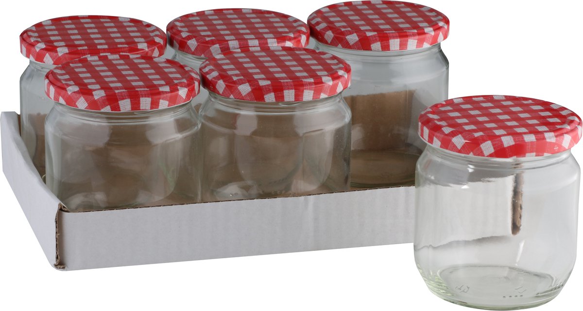 Axentia Weckpot Inmaak Jampot – 6x glas – 425 ml – metalen schroefdeksel – conserveerpotten