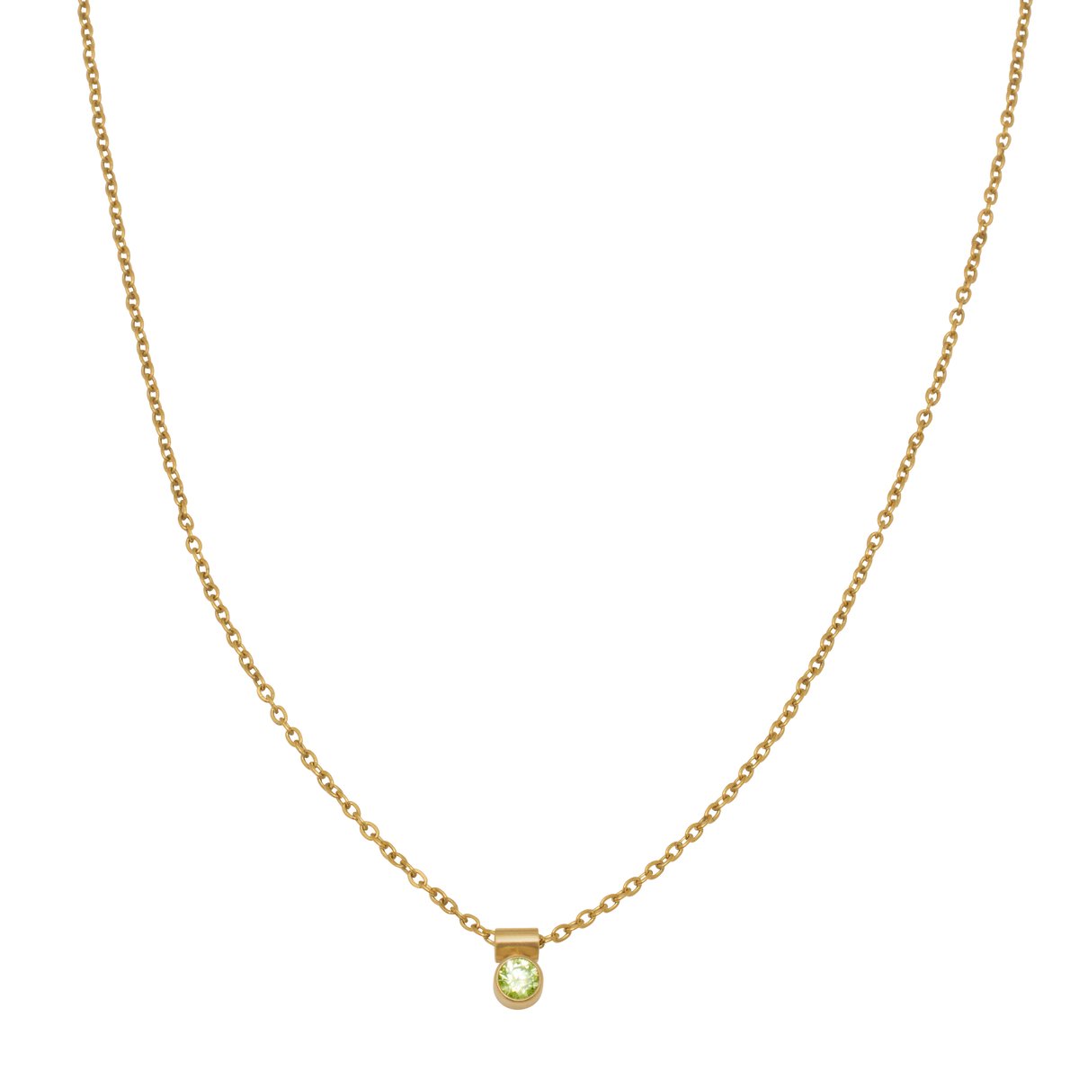 Essenza Round Light Green Charm Necklace Gold