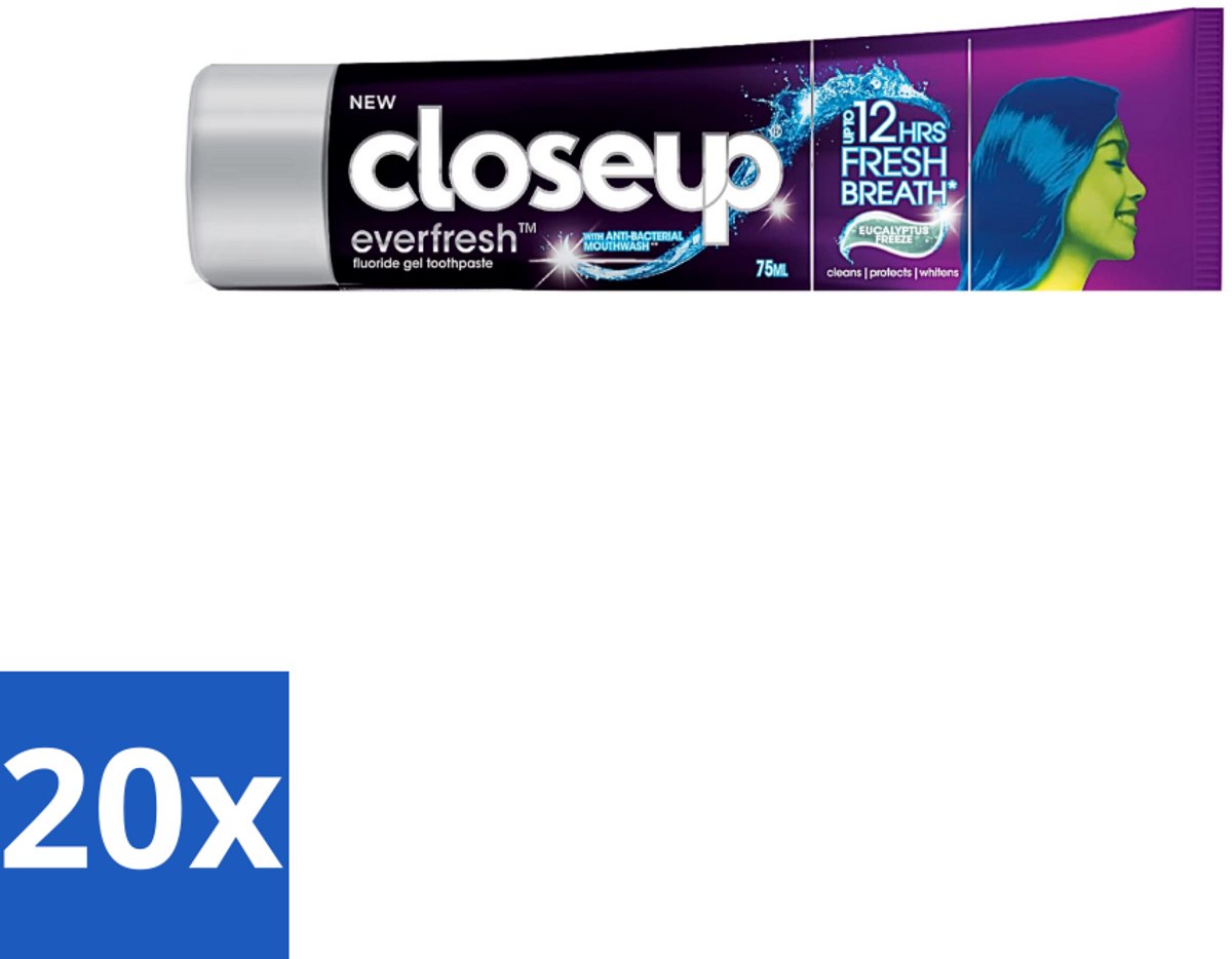 20 x Close Up - Tandpasta - Eucalyptus Freeze - Verfrissend & Antibacterieel - 90 g - Tandpasta Eucalyptus - Frisse Adem - Antibacterieel Mondwater - Eucalyptus Freeze - Verkoelende Tandpasta