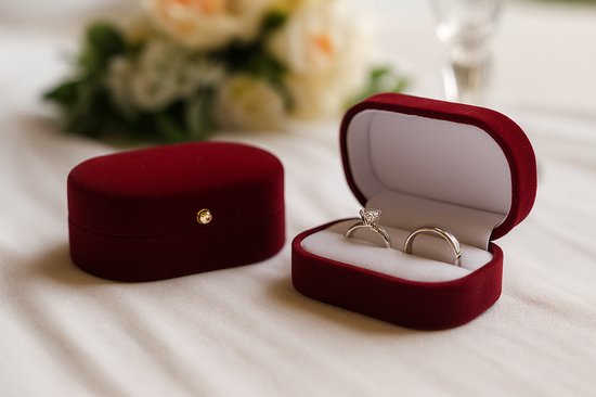 WisePoint Trouwringdoos, PU-lederen ringendoos, elegante presentatiedoos voor huwelijksaanzoek, verloving, bruiloft (wit
