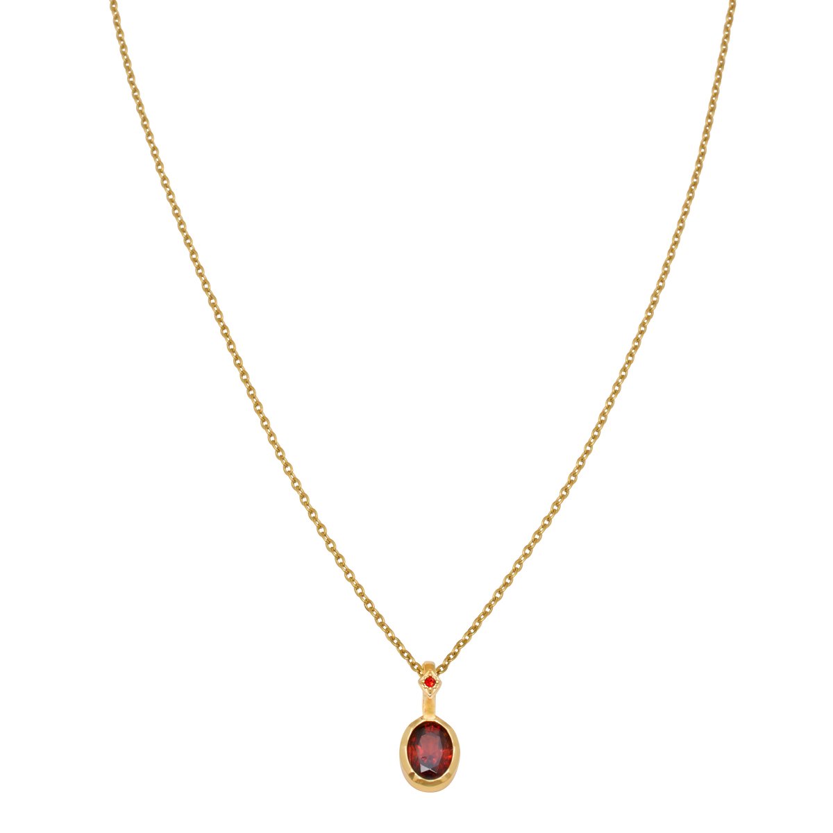 Essenza Red Oval Charm Necklace Gold