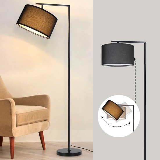 Booglamp Solva zwart met bamboe kap kopen? Groot assortiment