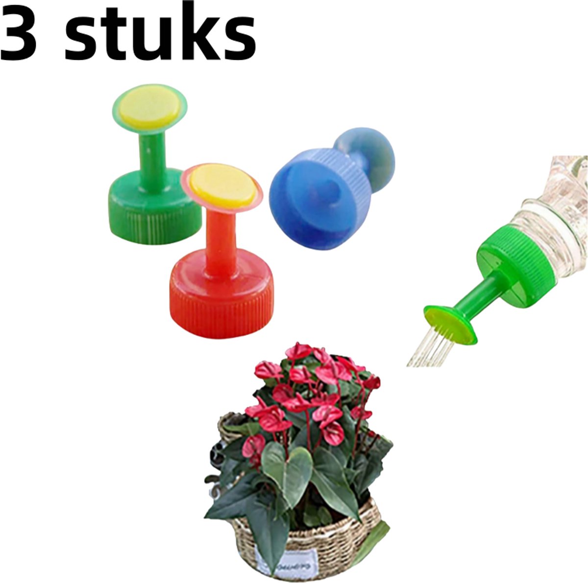 3-teiliger Flaschenverschluss-Sprinkler, Cola-Flasche, Gießkanne, Gartenwerkzeug, Gießkanne, gemischte Farbe