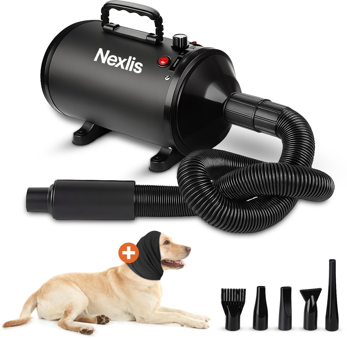 Nexlis professionele hondenfohn 5 opzetstukken 2800W