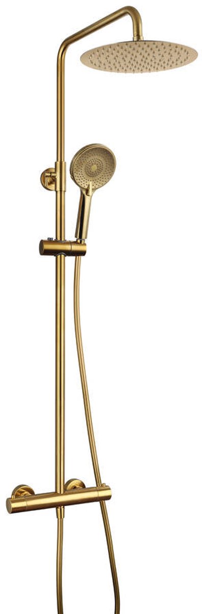Regendoucheset Elite Thermostatisch 250mm Geborsteld Goud