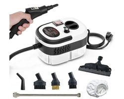 Stoomreiniger - 2500W - Draagbaar - 6 Standen - Met diverse Opzetstukken - Klein en Compact - Wit - 40min lang Reinigen