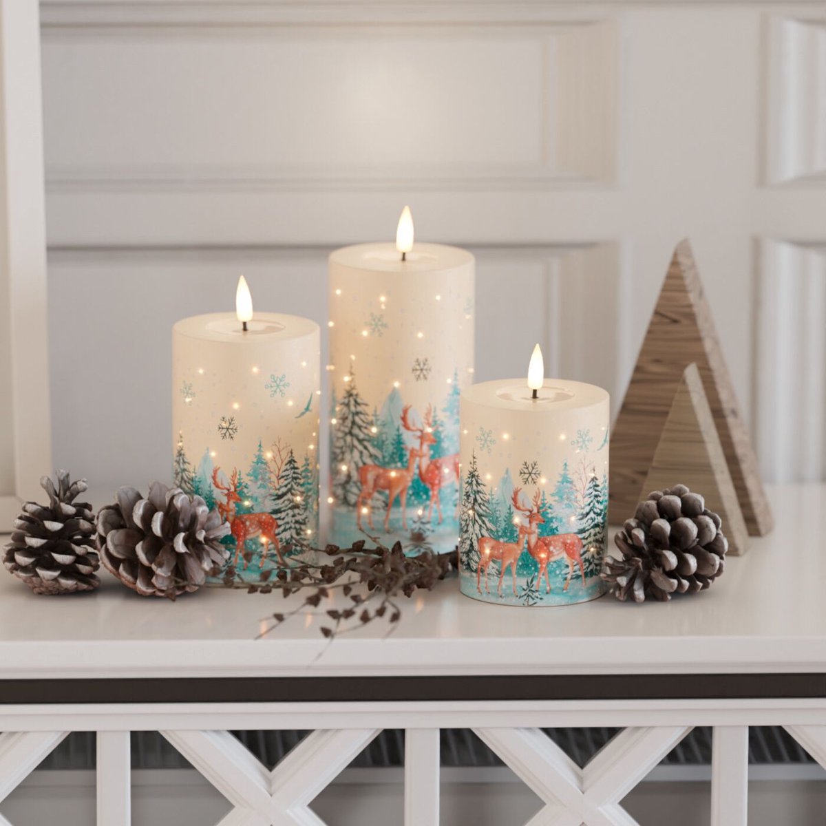 DELUXE Homeart Giftbox LED wax candles kerst christmas gift 3 led incl afstandsbediening