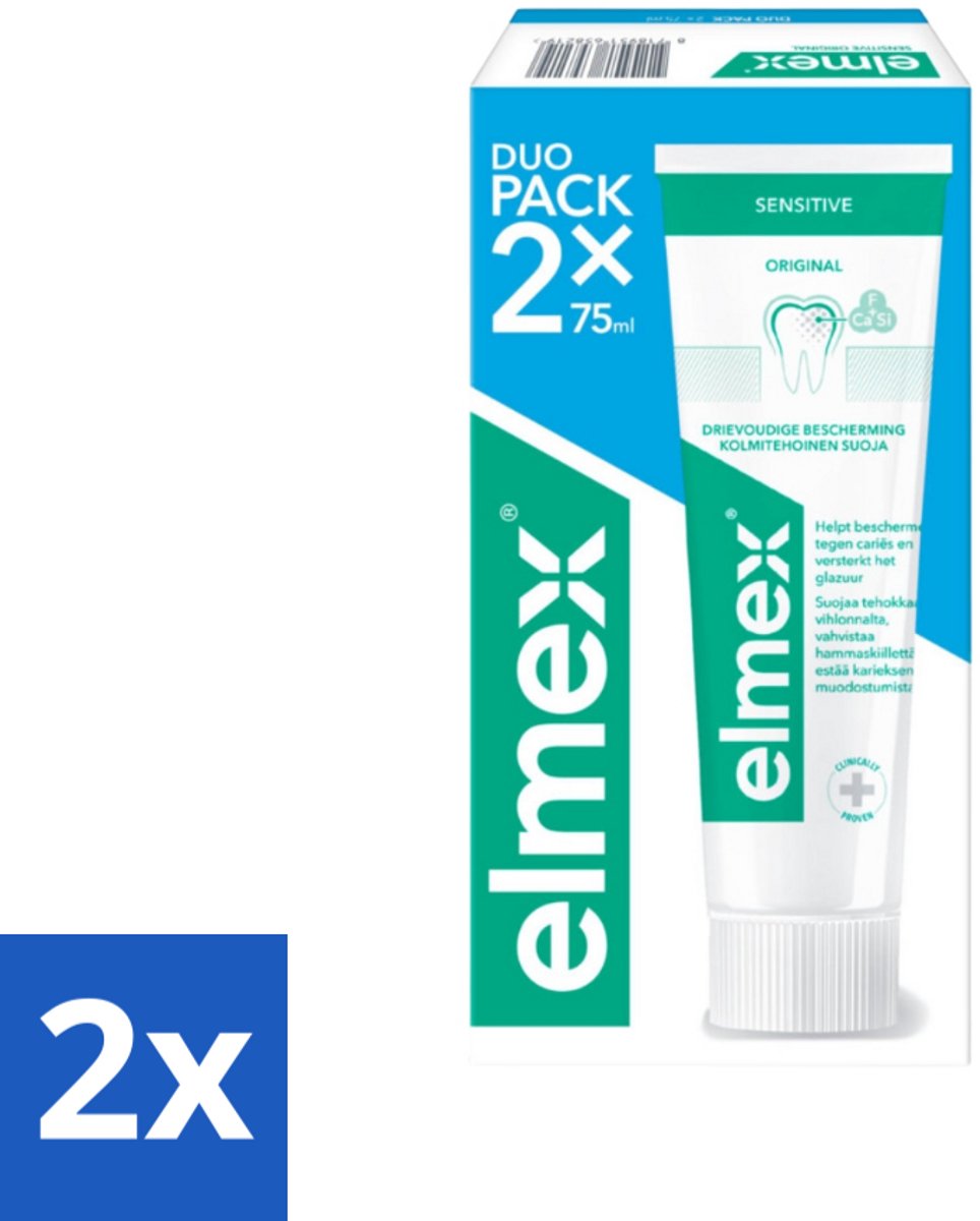 2 x Elmex - Tandpasta - Sensitive Duopack - Gevoelige Tanden - 2 x 75 ml - Tandpasta Gevoelige Tanden - Tandplak Verwijderen - Tandglazuur Versterken - Gevoelige Tanden Beschermen - Aminfluoride
