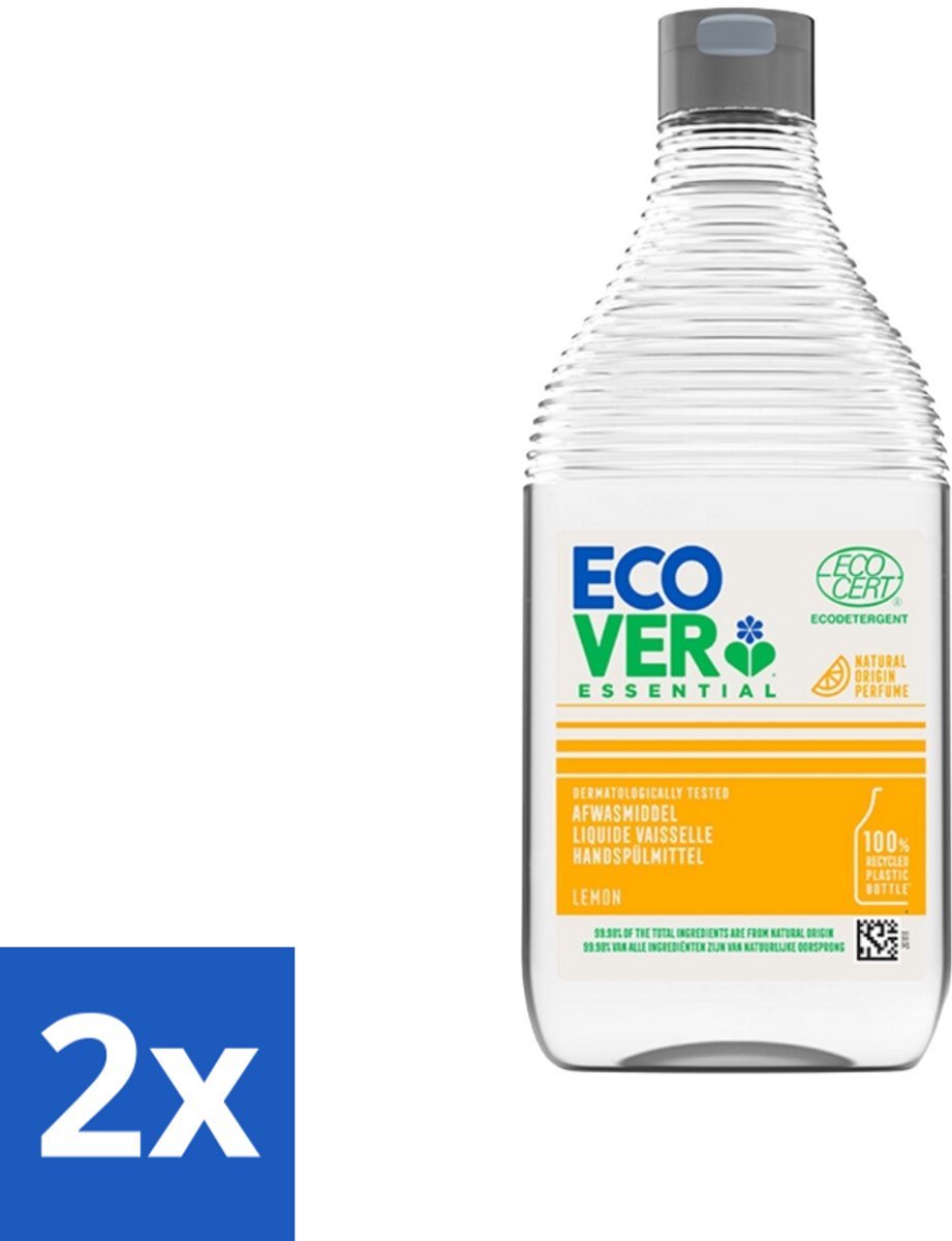 2 x Ecover - Afwasmiddel Essential - Citroen - 450 ml - Afwasmiddel - Citroen - Biologisch Afbreekbaar - Plantaardige Formule - Ecologisch