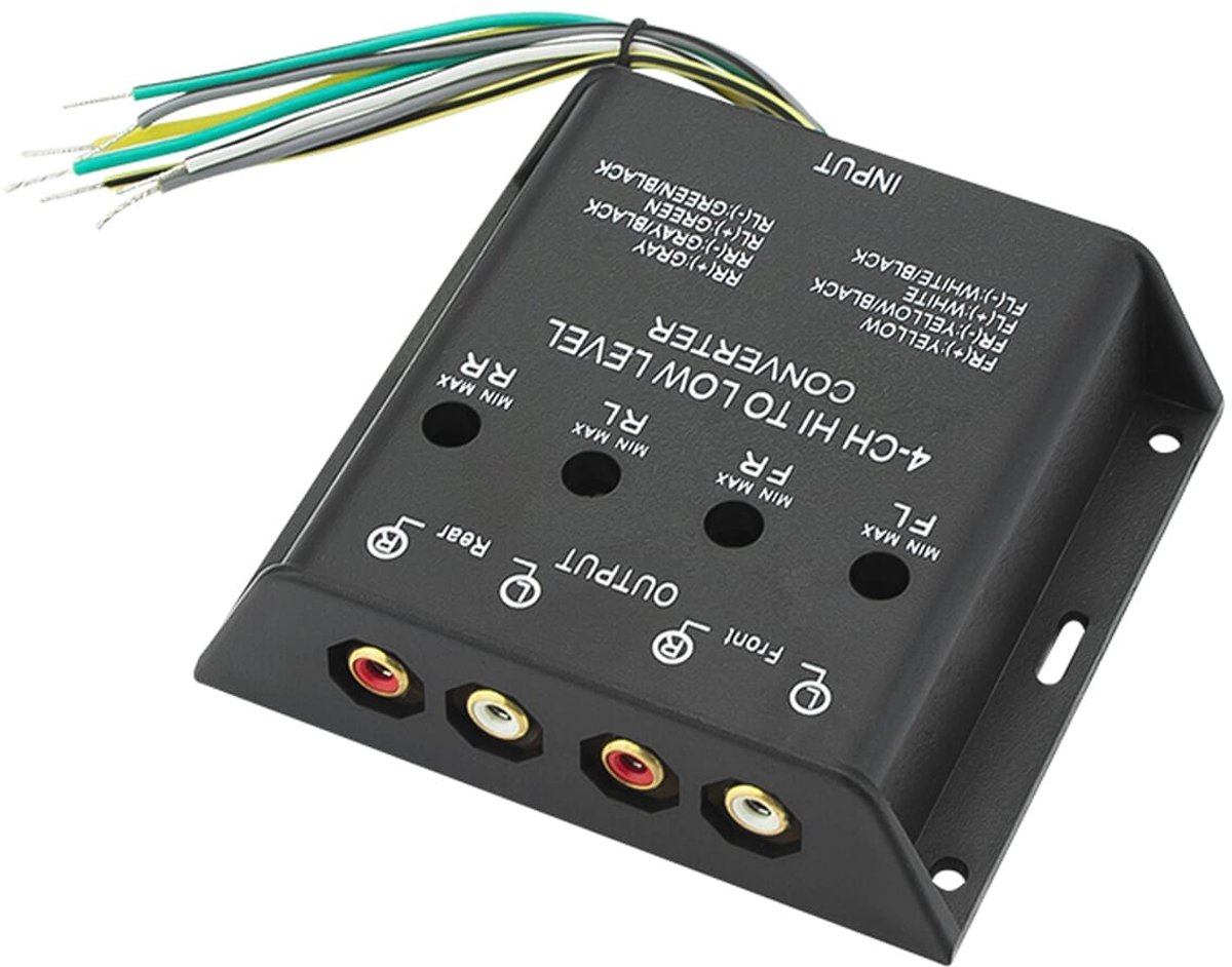BLOW High-Low Level Converter 4-kanaals - Speaker naar RCA Adapter - Lijnomvormer voor Auto Versterker